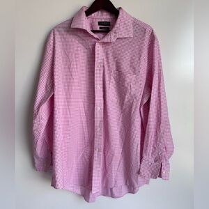 Ralph Lauren Black Label‎ Pink Checkered Button Down Shirt XL Men 34/35 17.5 LRL